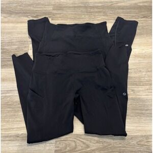 LOT OF 2 Lululemon Athletica Womens 8 Black Pull-On Compression Leggings